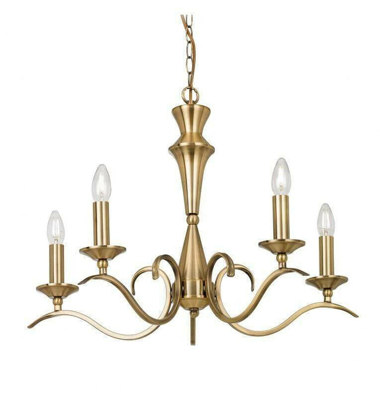 Cotts 5 Pendant Light Antique Brass.