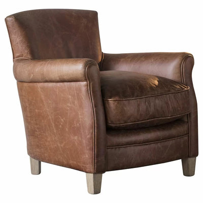 Bodhi Living Dufftown Chair Vintage Brown Leather W750 x D835 x H810mm House of Isabella UK