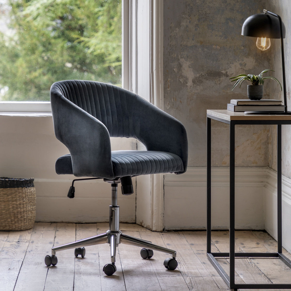 Dunball Swivel Chair Charcoal Velvet.