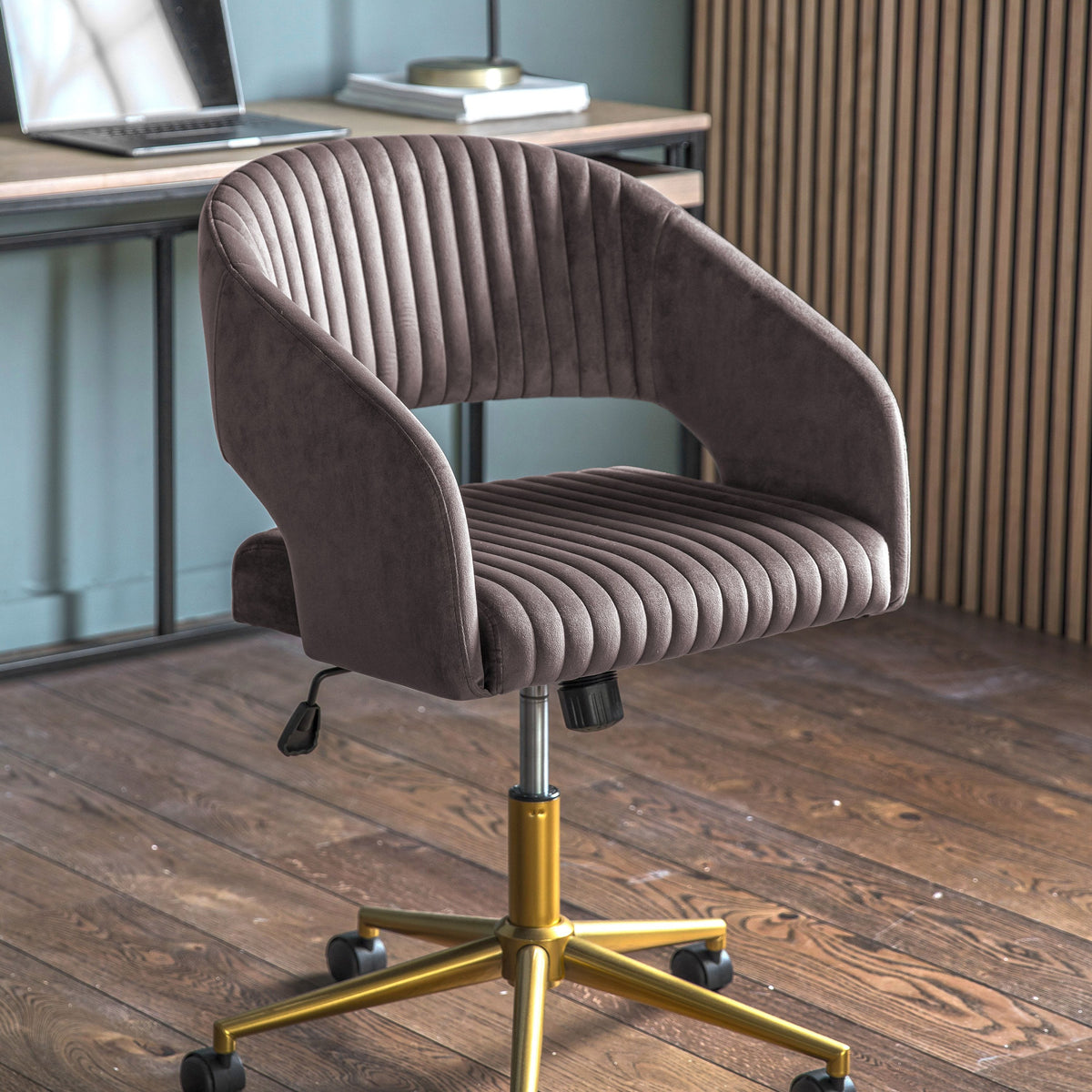 Dunball Swivel Chair Grey Velvet.
