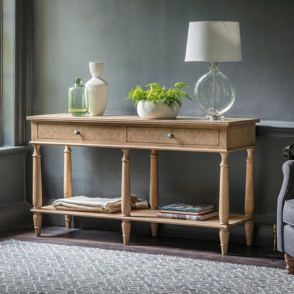 Dunbar 2 Drawer Console Table.