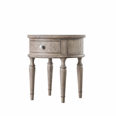 Bodhi Living Dunbar Round 1 Drawer Side Table House of Isabella UK