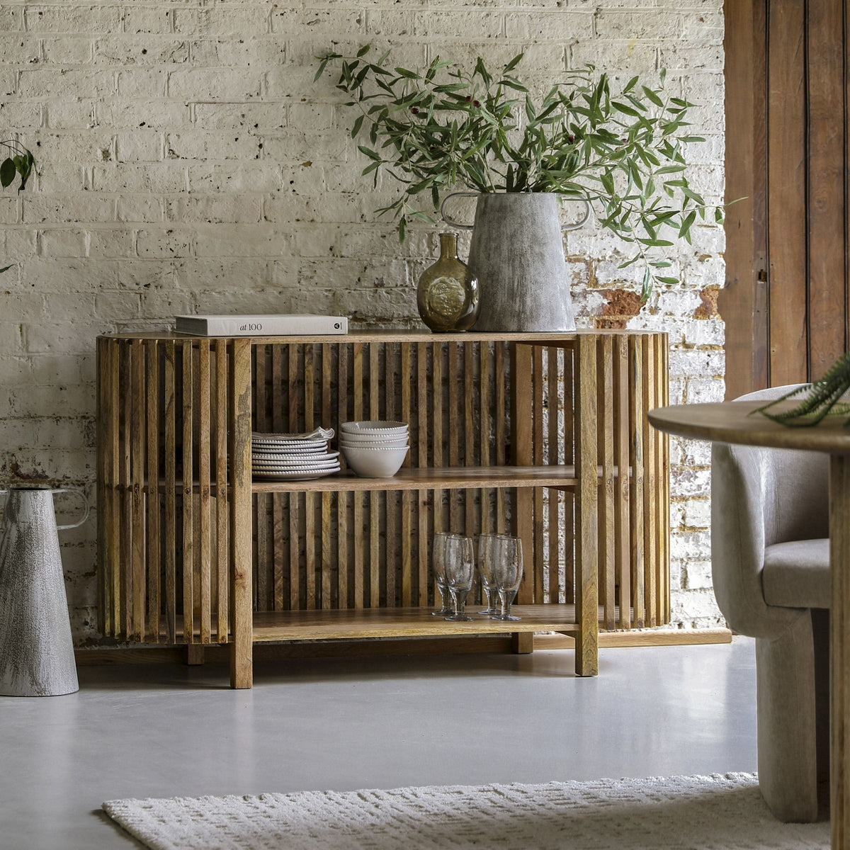 Herodsfoot Slatted Console Table 1400x400x700mm.