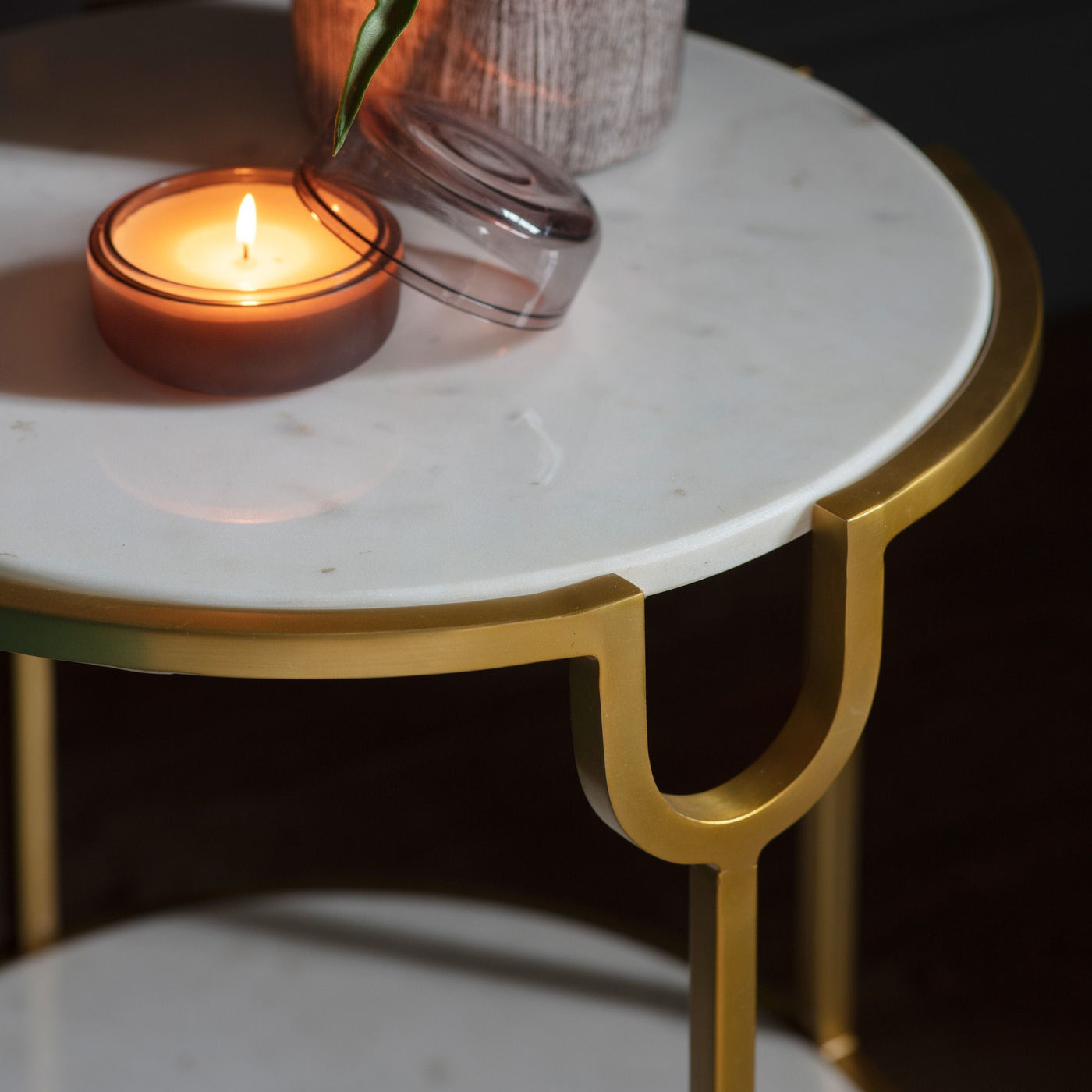 Bodhi Living Higher Side Table White Marble House of Isabella UK