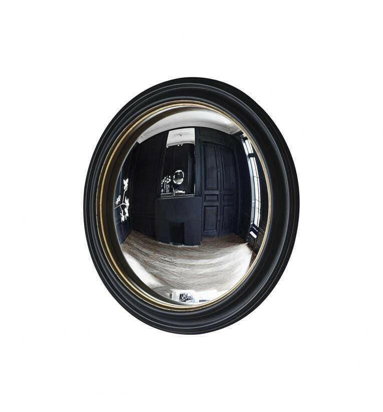 Fraddon Convex Mirror Black & Gold 50x45x50cm.