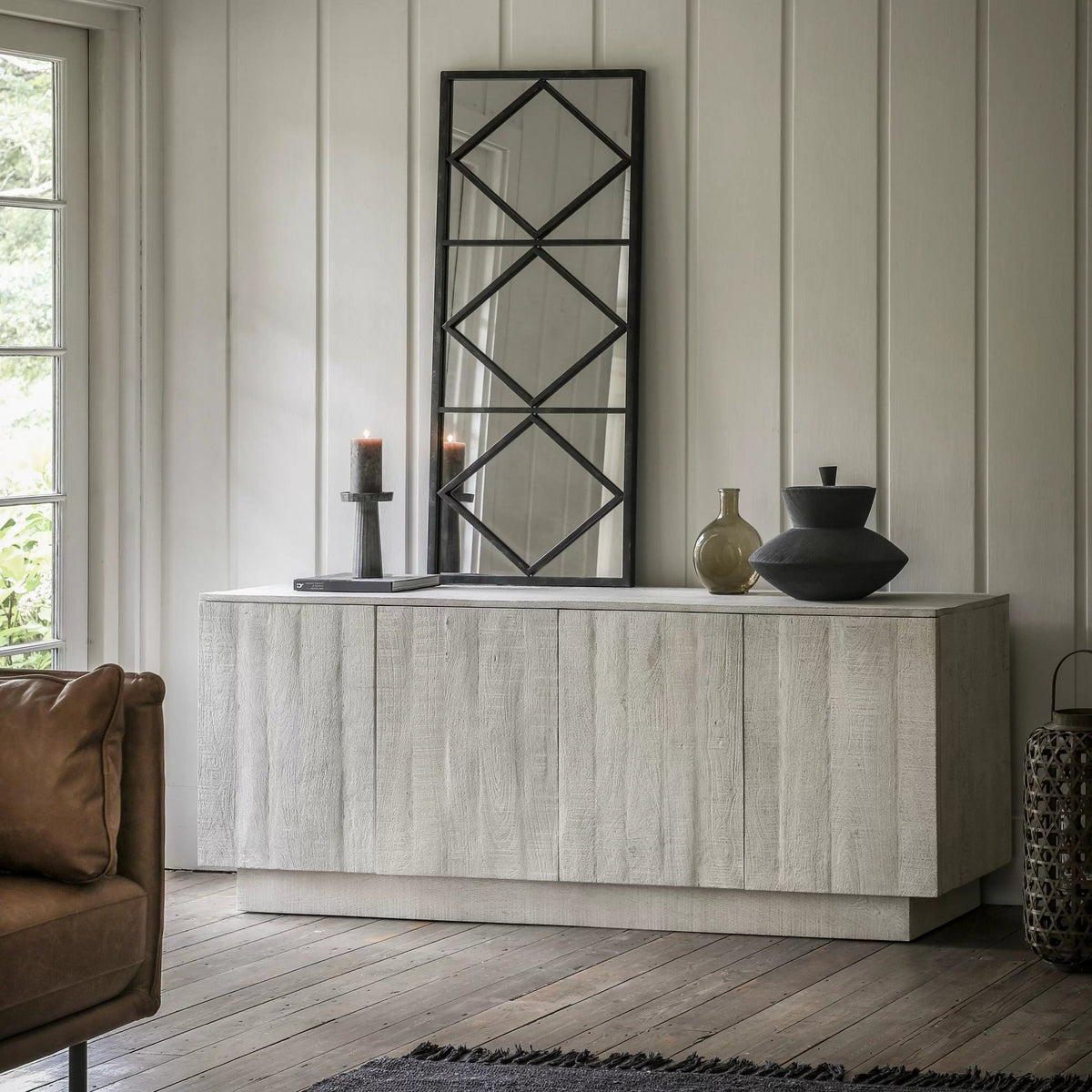 Wolsty 4 Door Sideboard Whitewash 1700x450x700mm.
