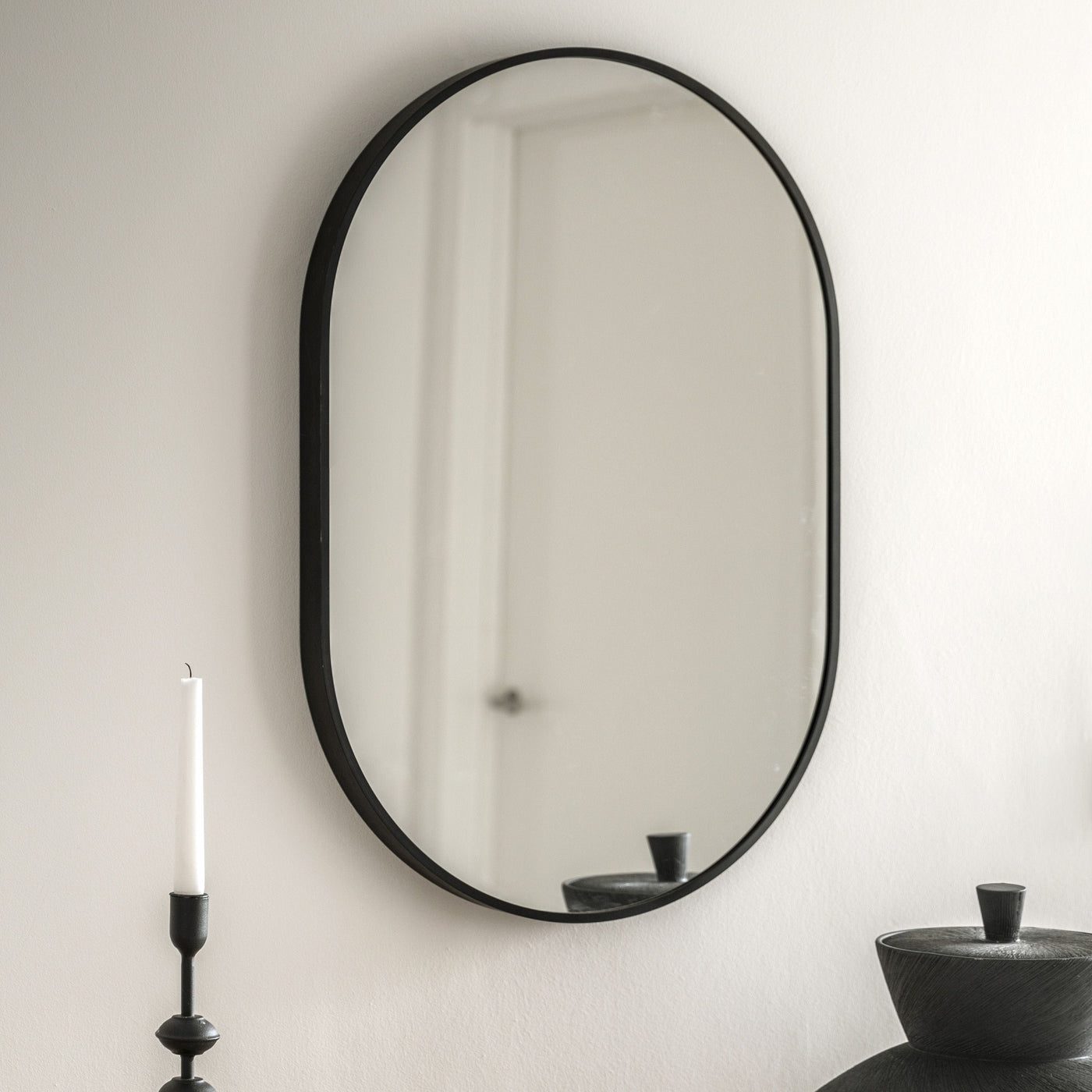 Bodhi Mirrors Boswyn Oval Black Mirror - Small House of Isabella UK