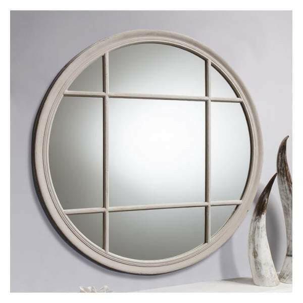 Bromborough Distressed Matt Taupe Round Mirror.
