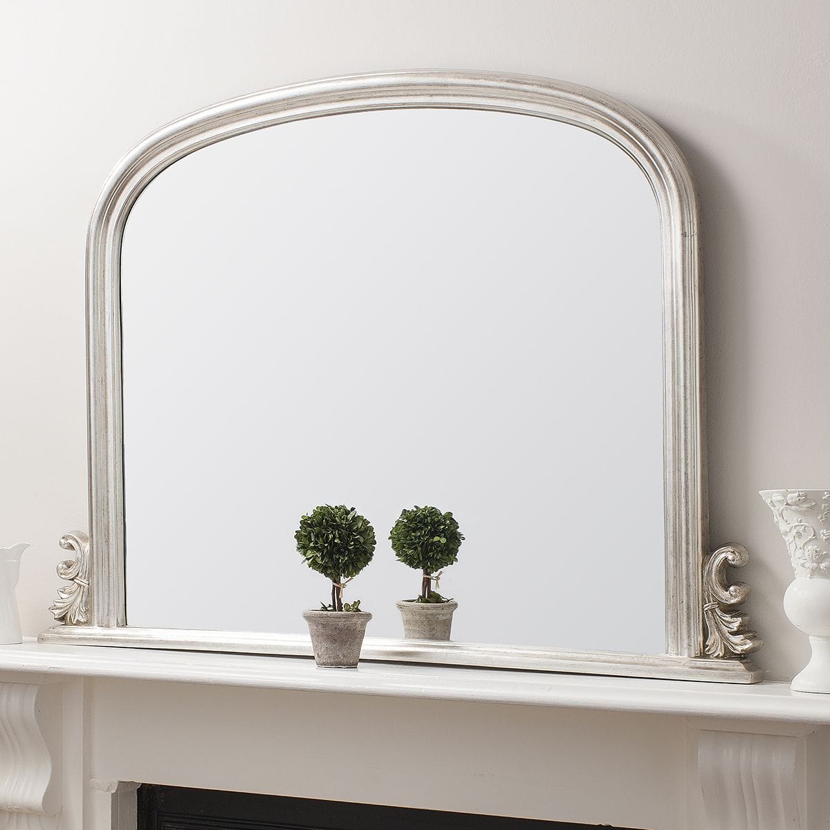 Bodhi Sleeping Hare Silver Overmantle Mirror 47"x37" House of Isabella UK