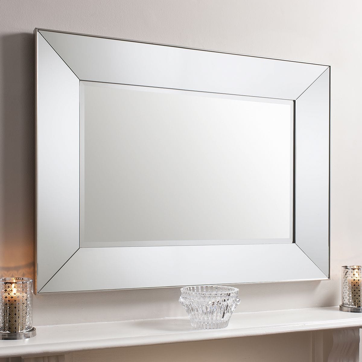 Bodhi Sleeping Hedsor Rectangular Mirrored Frame Wall Mirror 48x36" House of Isabella UK