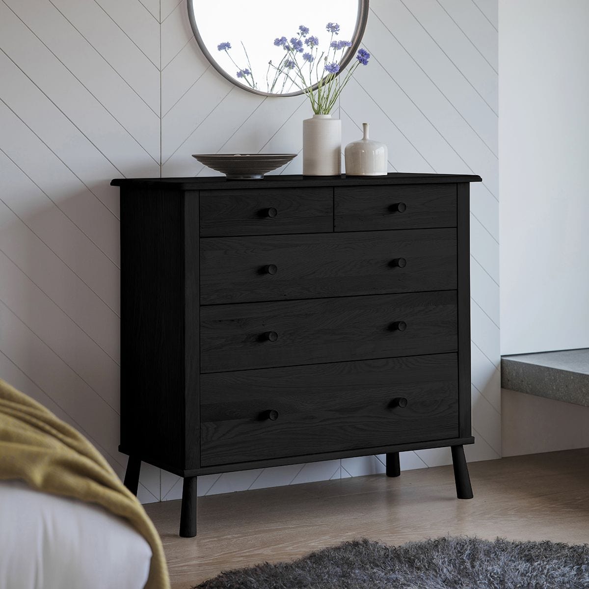 Bodhi Sleeping Holbeach 5 Drawer Chest Black House of Isabella UK