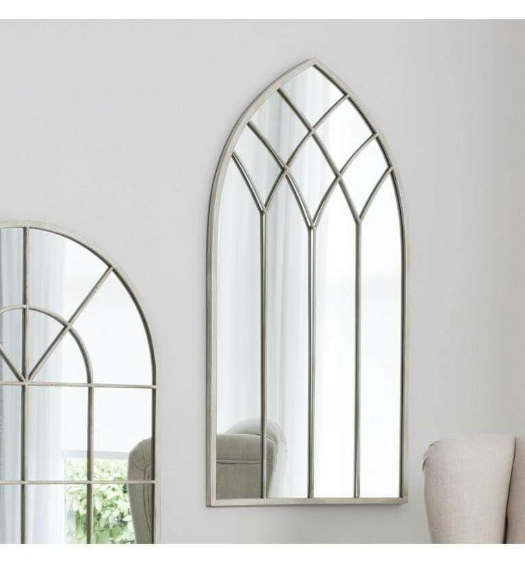 Freathy Cream Arched Window Mirror 37.5x19.5".