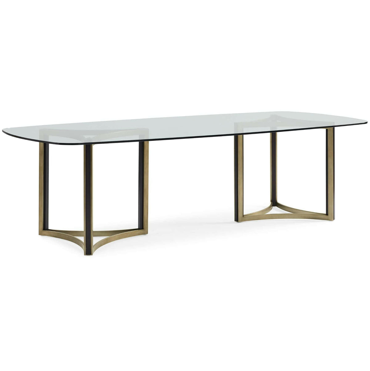 Remix Dbl Ped Glass Top Table.