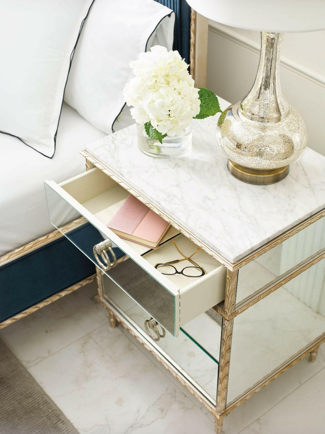 Fontainebleau Mirrored Bedside Table.