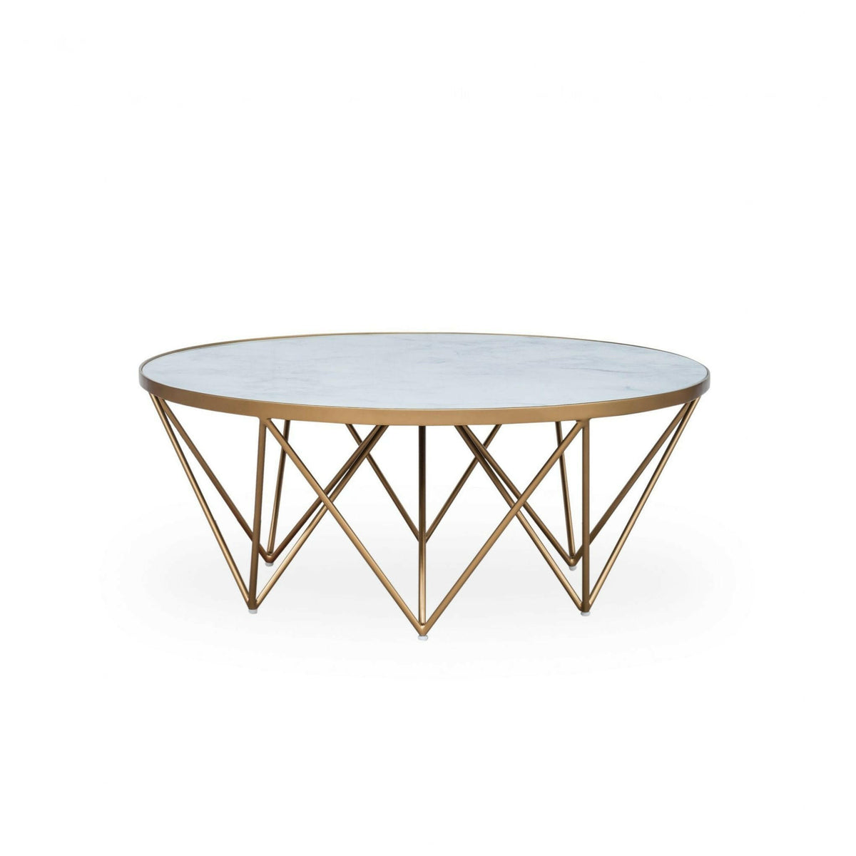 Crofton Round Coffee Table - White Marble Glass.