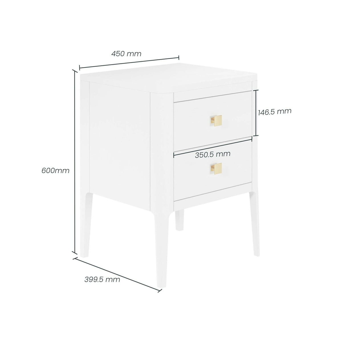 Abberley Bedside - White.