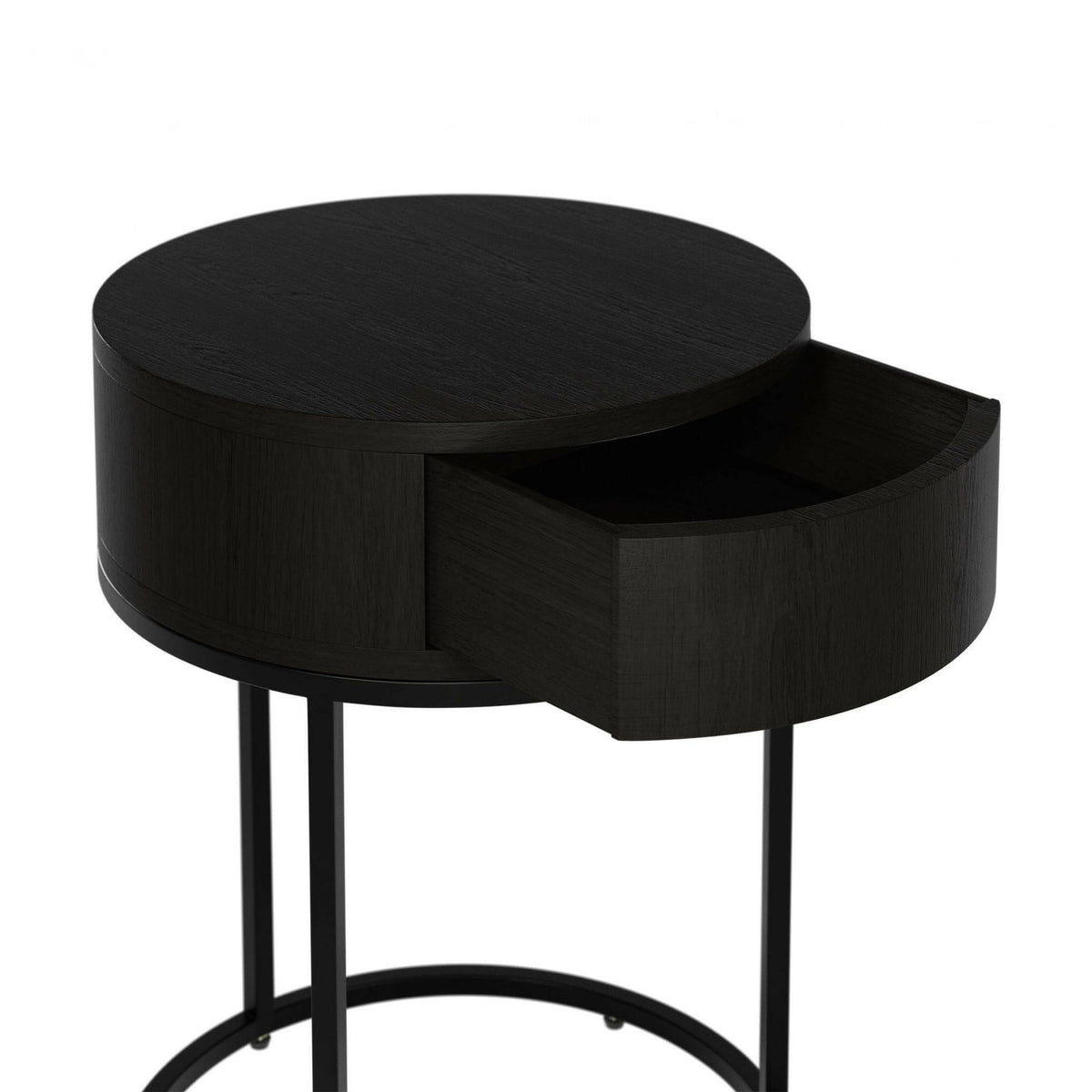 Hampton Round Wooden Bedside - Black.