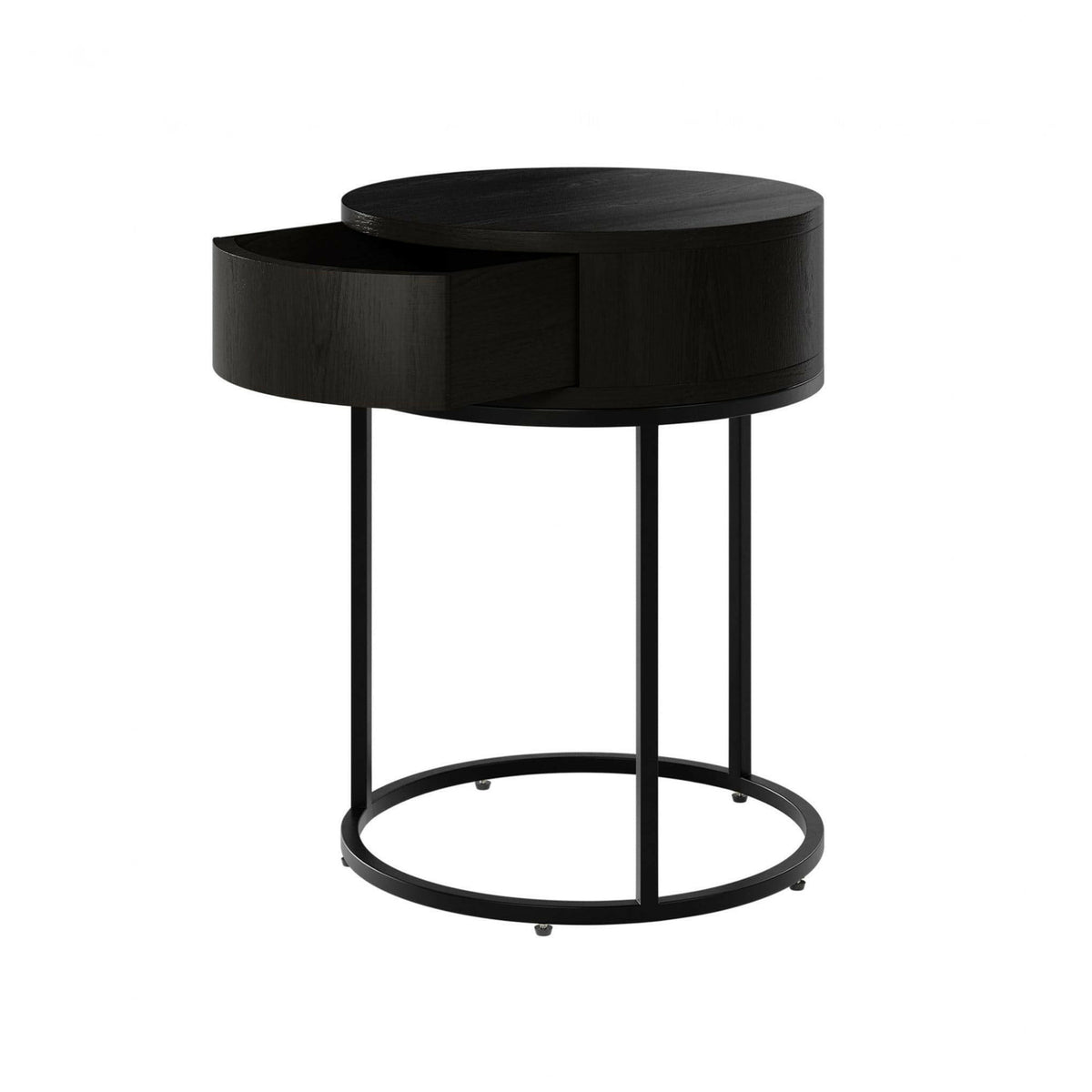 Hampton Round Wooden Bedside - Black.
