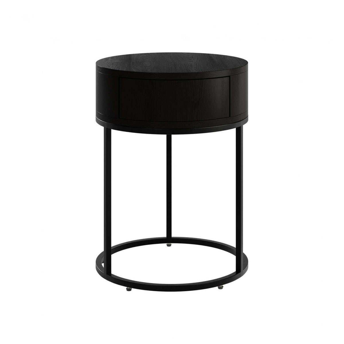 Hampton Round Wooden Bedside - Black.