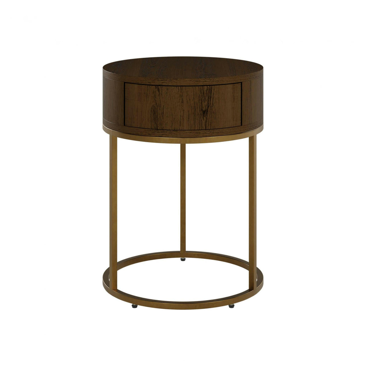 Hampton Round Wooden Bedside - Brown.