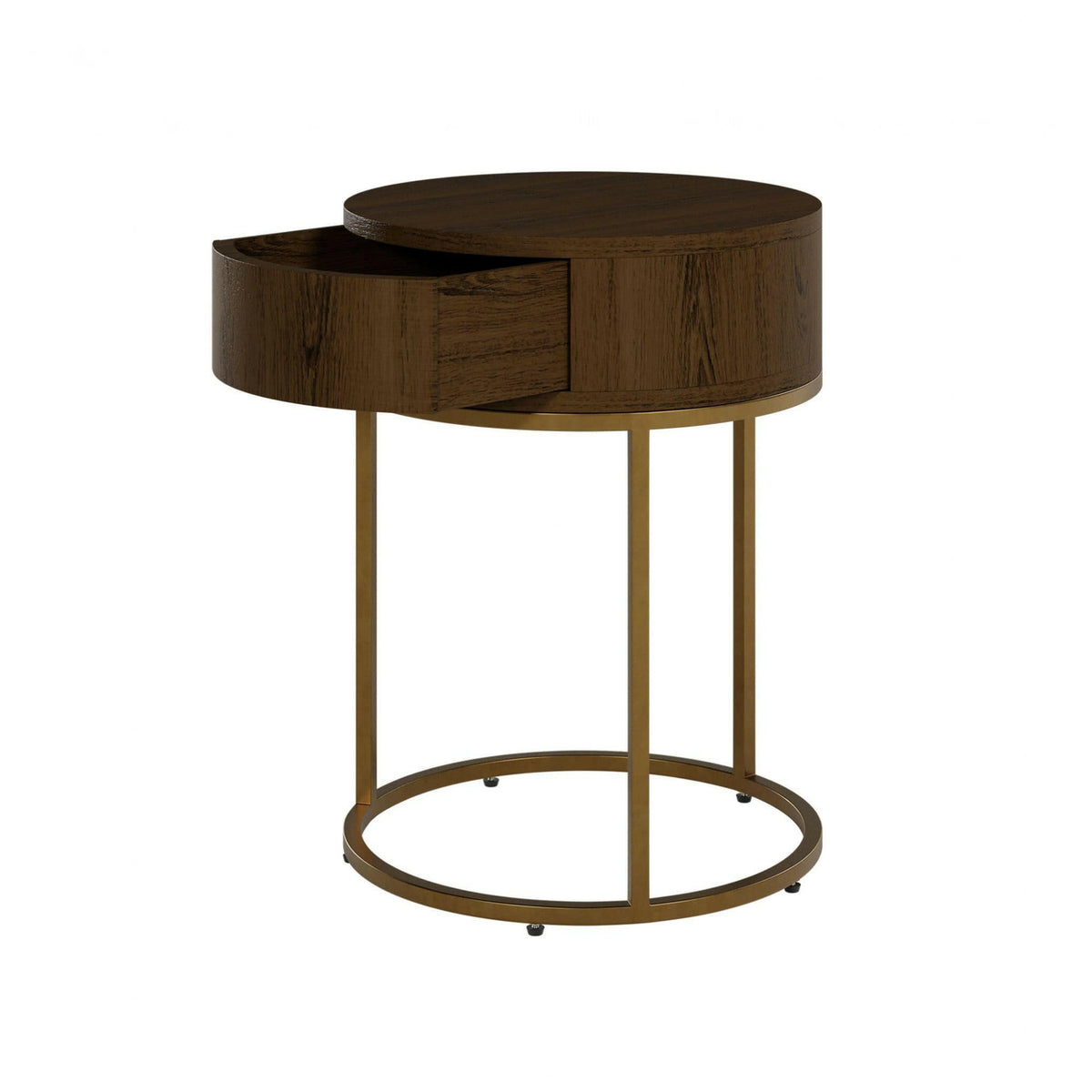 Hampton Round Wooden Bedside - Brown.