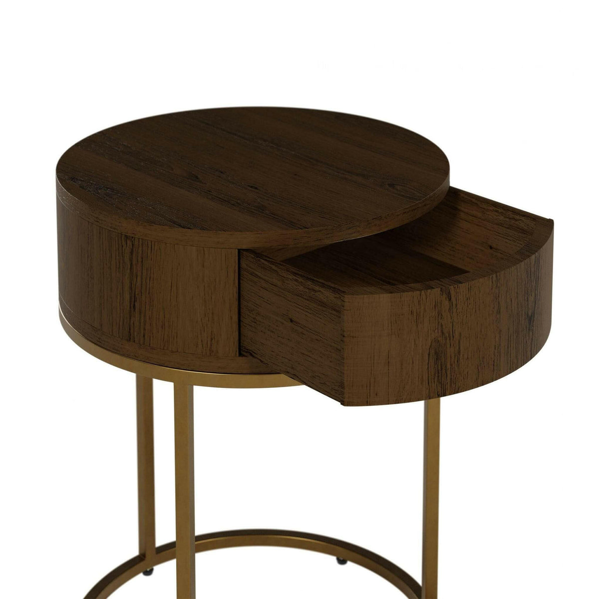 Hampton Round Wooden Bedside - Brown.