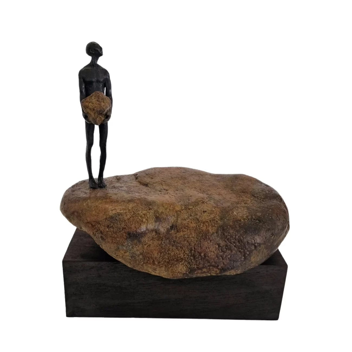 Bronze Figure On Rock Low.