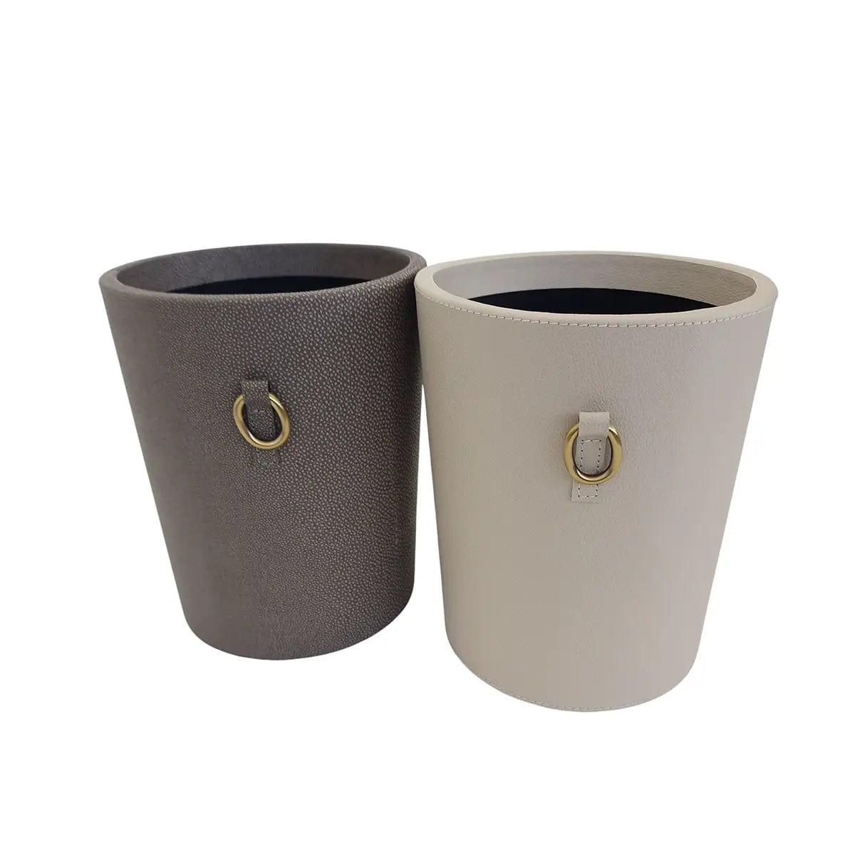 Cone Waste Bin Grey Shagreen Leather.