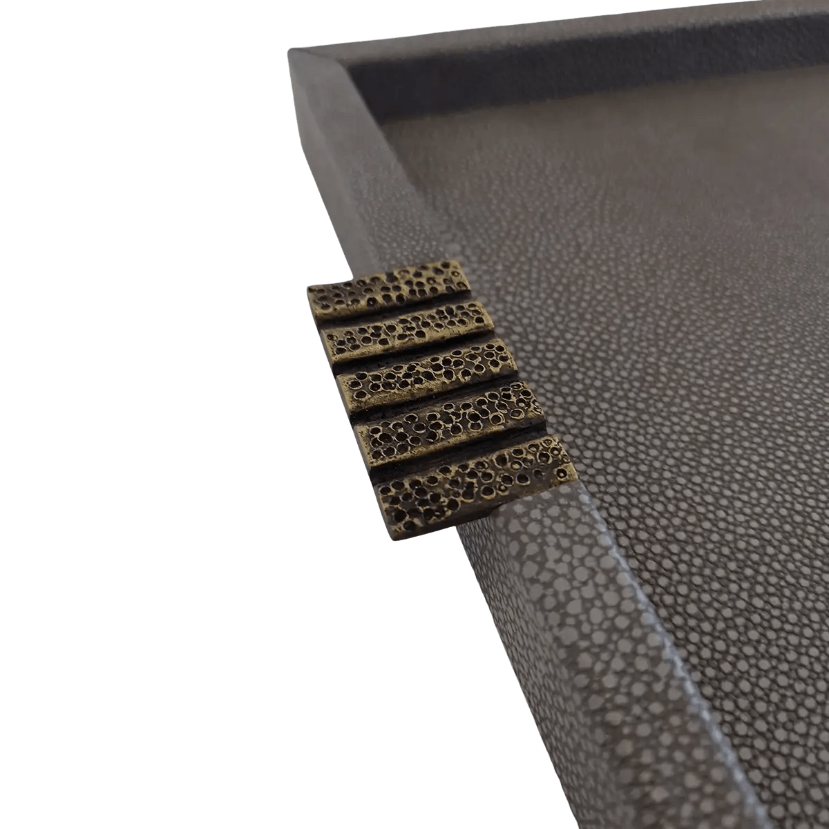 Honeycomb Tray Grey Shagreen Leather.