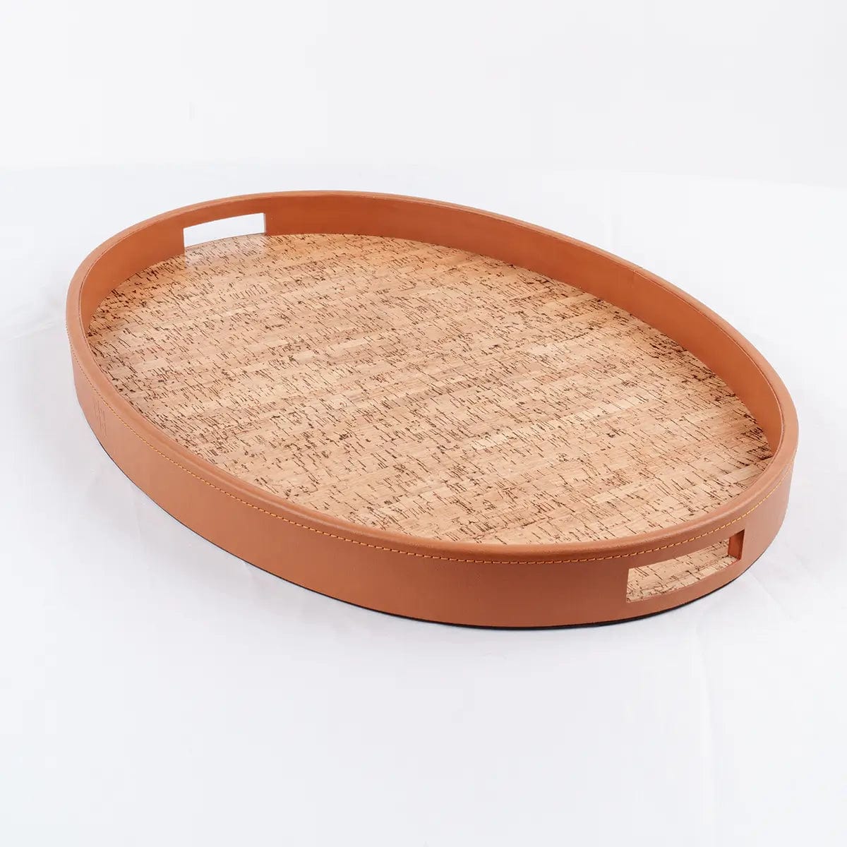 Ralf Oval Tray Leather and Cork.