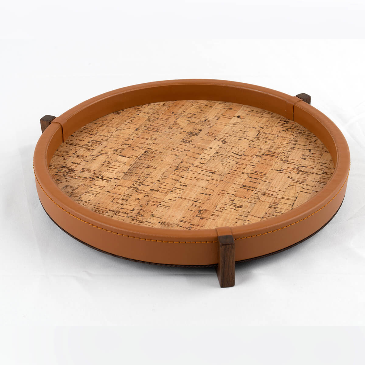 Ralf Round Tray Leather and Cork.