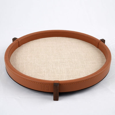 Eccotrading Design London Accessories Ralf Round Tray Leather and Jute House of Isabella UK