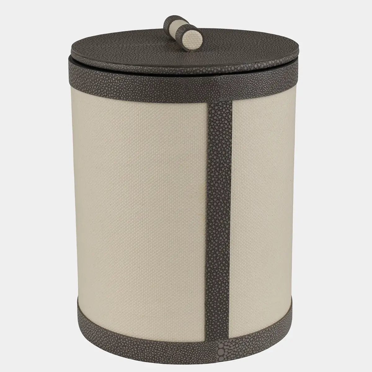 Eccotrading Design London Accessories Round Linen Box Grey Shagreen Leather High House of Isabella UK