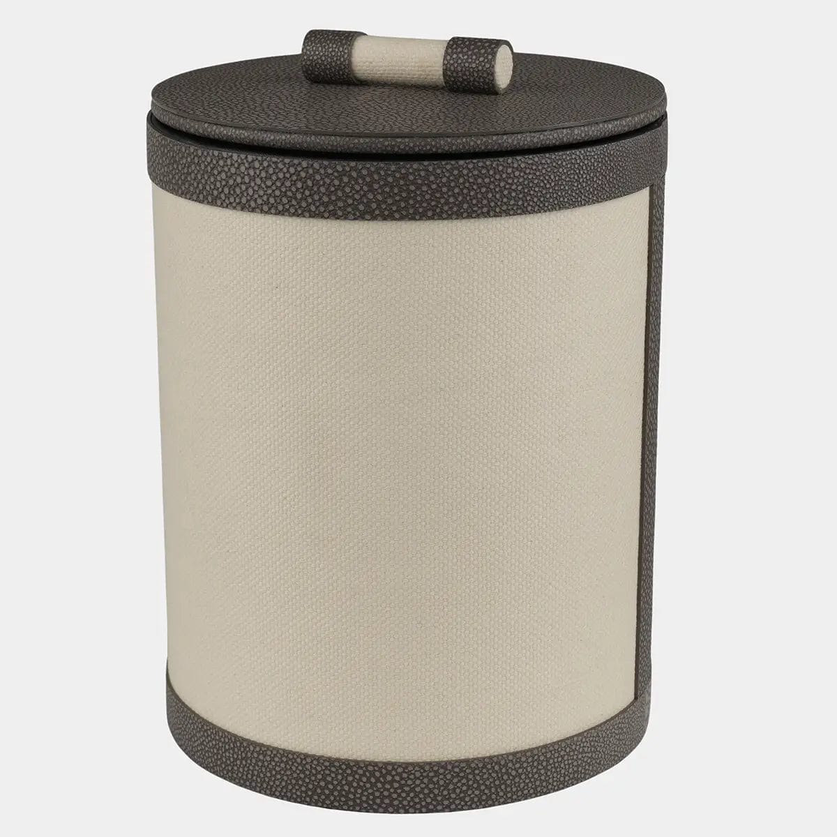 Eccotrading Design London Accessories Round Linen Box Grey Shagreen Leather High House of Isabella UK