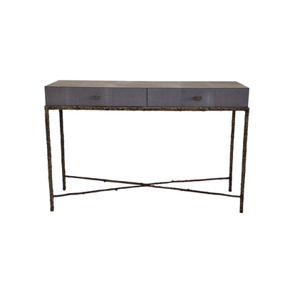 Eccotrading Design London Living Arun Console 2 Drawers Grey Shagreen Leather House of Isabella UK