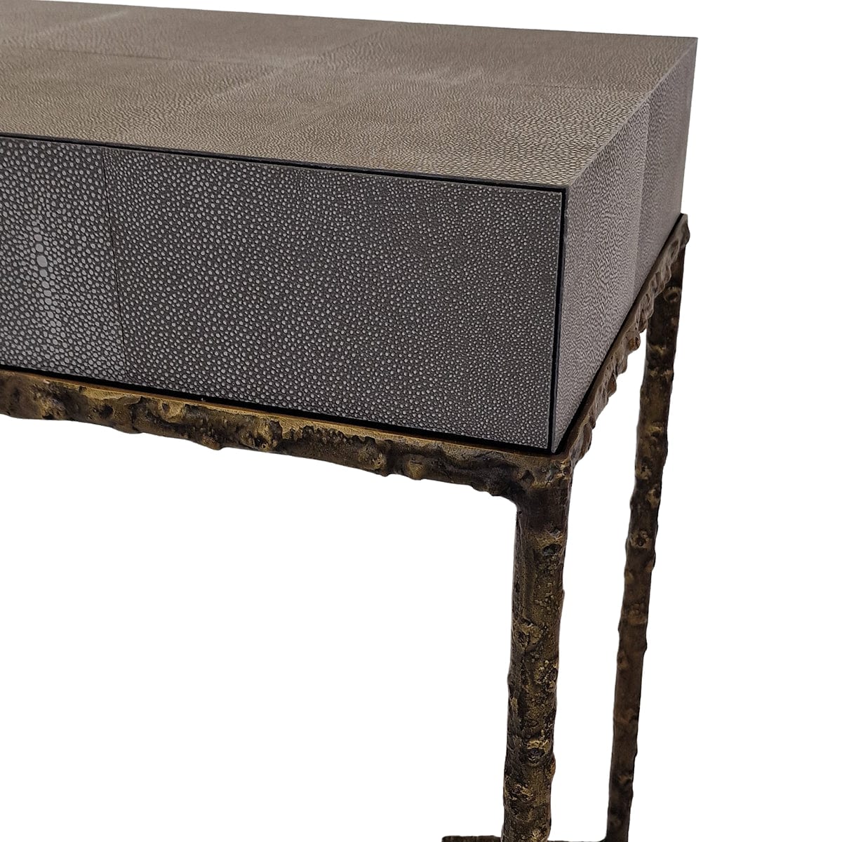 Eccotrading Design London Living Arun Console 2 Drawers Grey Shagreen Leather House of Isabella UK