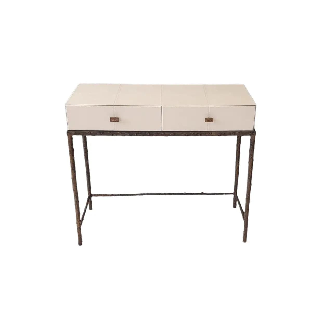 Eccotrading Design London Living Arun Desk Bronze Dorato Pumice Leather House of Isabella UK