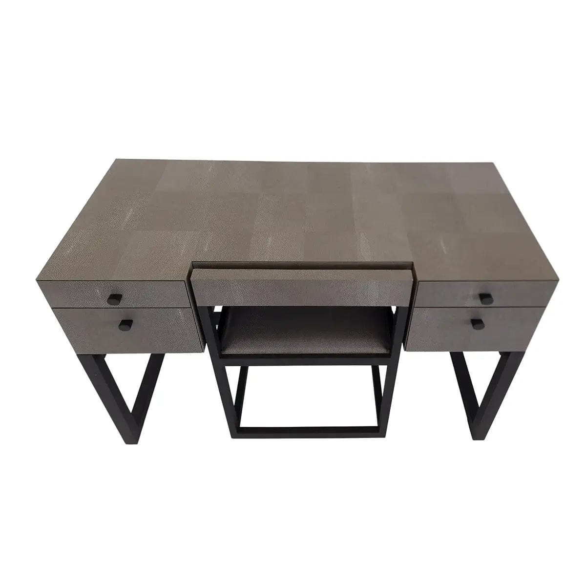 Eccotrading Design London Living Compact Dressing Table Grey Shagreen Leather House of Isabella UK