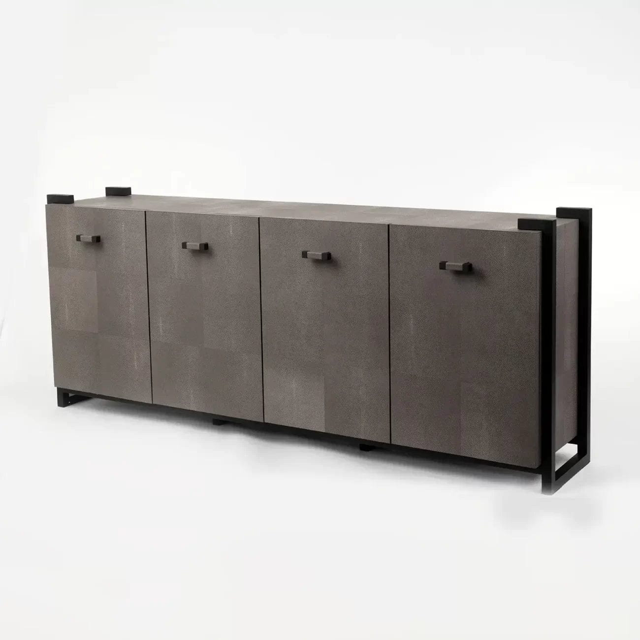 Eccotrading Design London Living Linea Nera Cabinet Grey Shagreen Leather House of Isabella UK