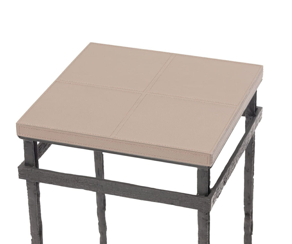 Wode Bronze Cocktail Table Putty Leather.