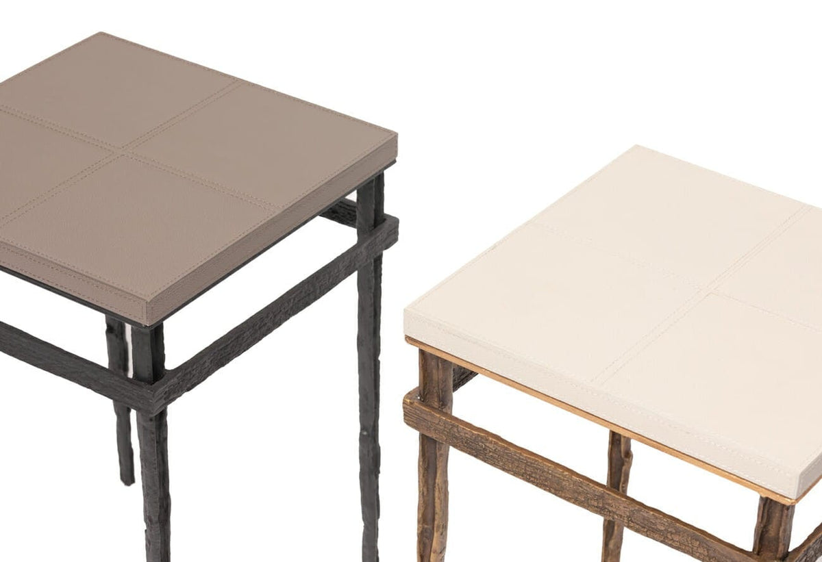 Wode Bronze Cocktail Table Putty Leather.