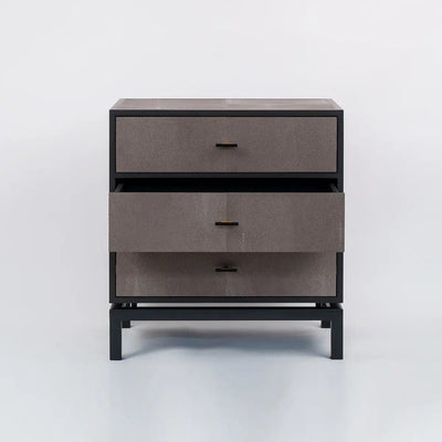 Eccotrading Design London Sleeping Bertie 3 Drawer Chest Grey Shagreen Leather House of Isabella UK