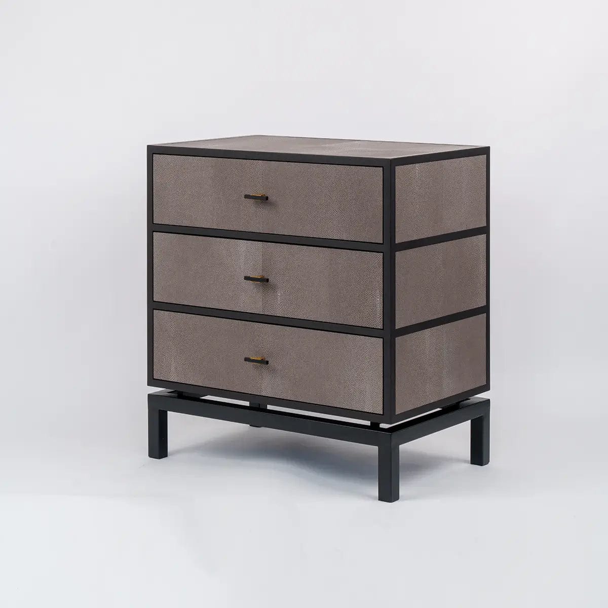 Eccotrading Design London Sleeping Bertie 3 Drawer Chest Grey Shagreen Leather House of Isabella UK