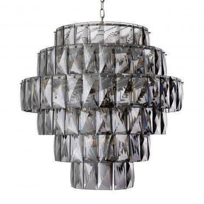 Eichholtz Lighting Chandelier Amazone L - Nickel Finish with Smoke Glass House of Isabella UK