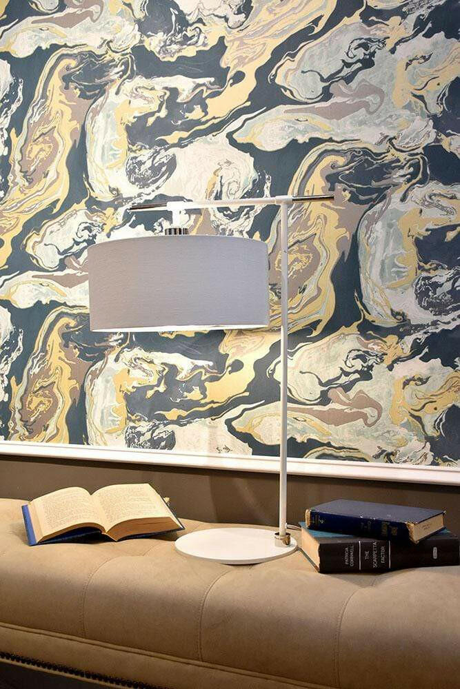 Balance 1 Light Table Lamp - White and Polished Nickel.