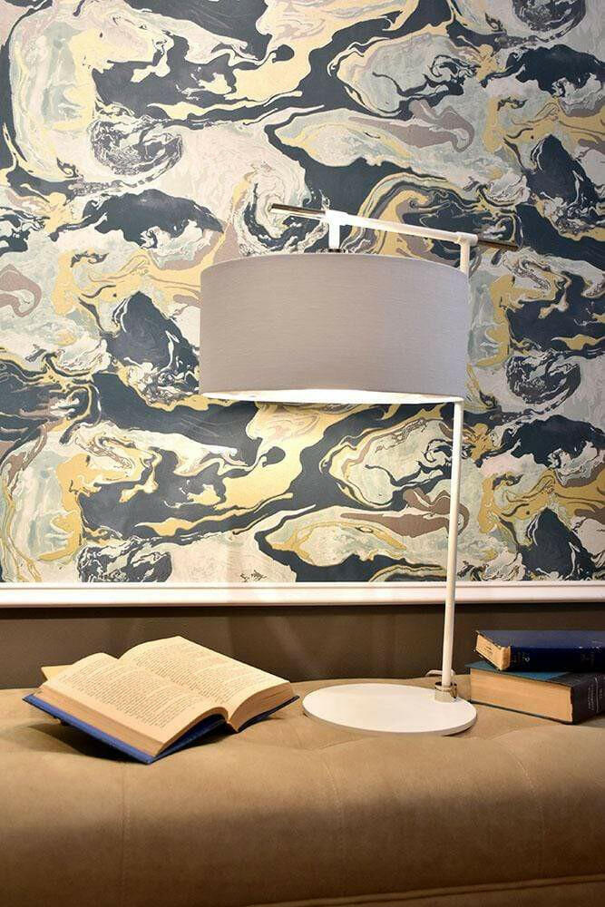 Balance 1 Light Table Lamp - White and Polished Nickel.