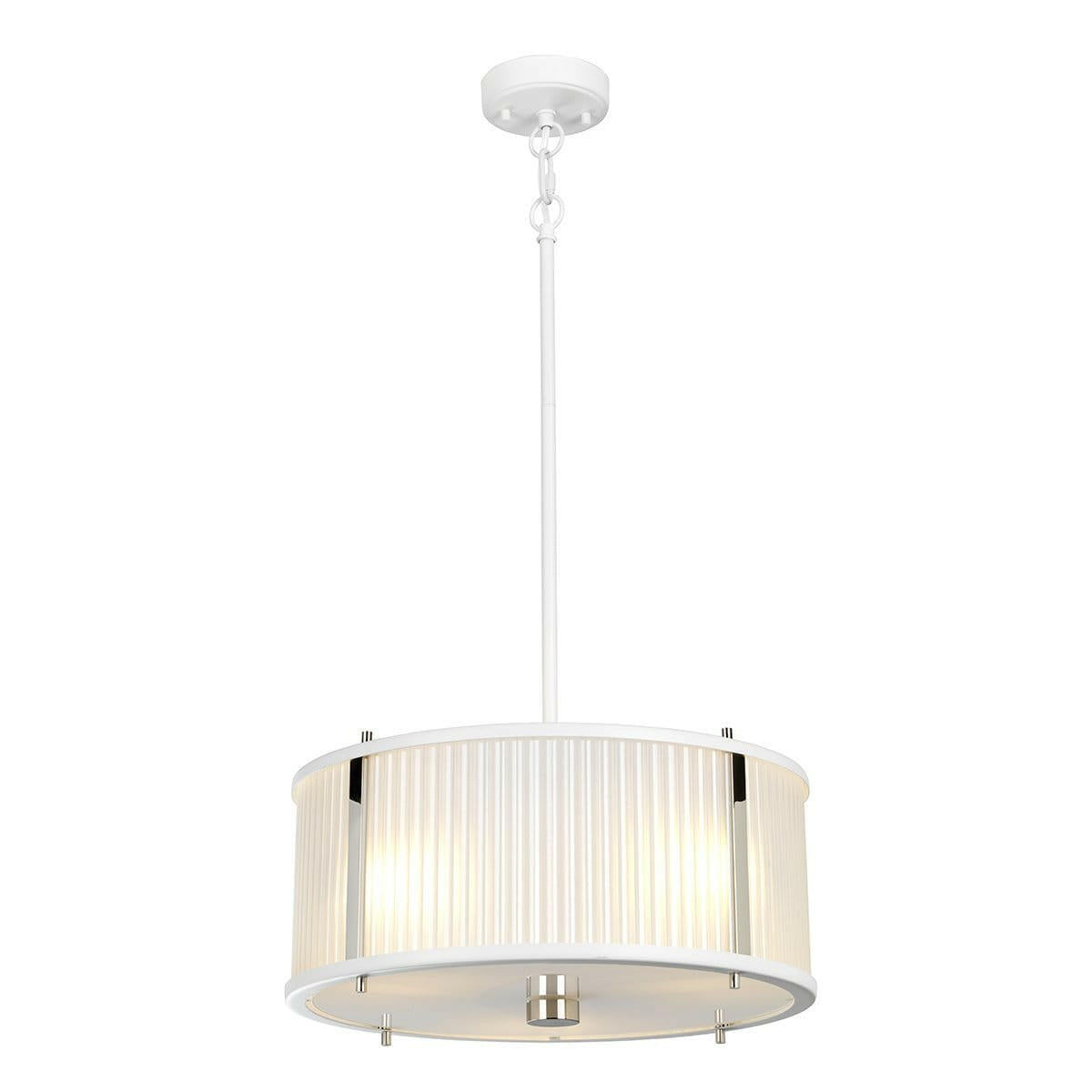 Corona 3 Light Pendant - White Polished Nickel.