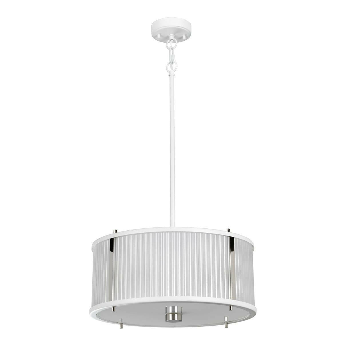 Corona 3 Light Pendant - White Polished Nickel.