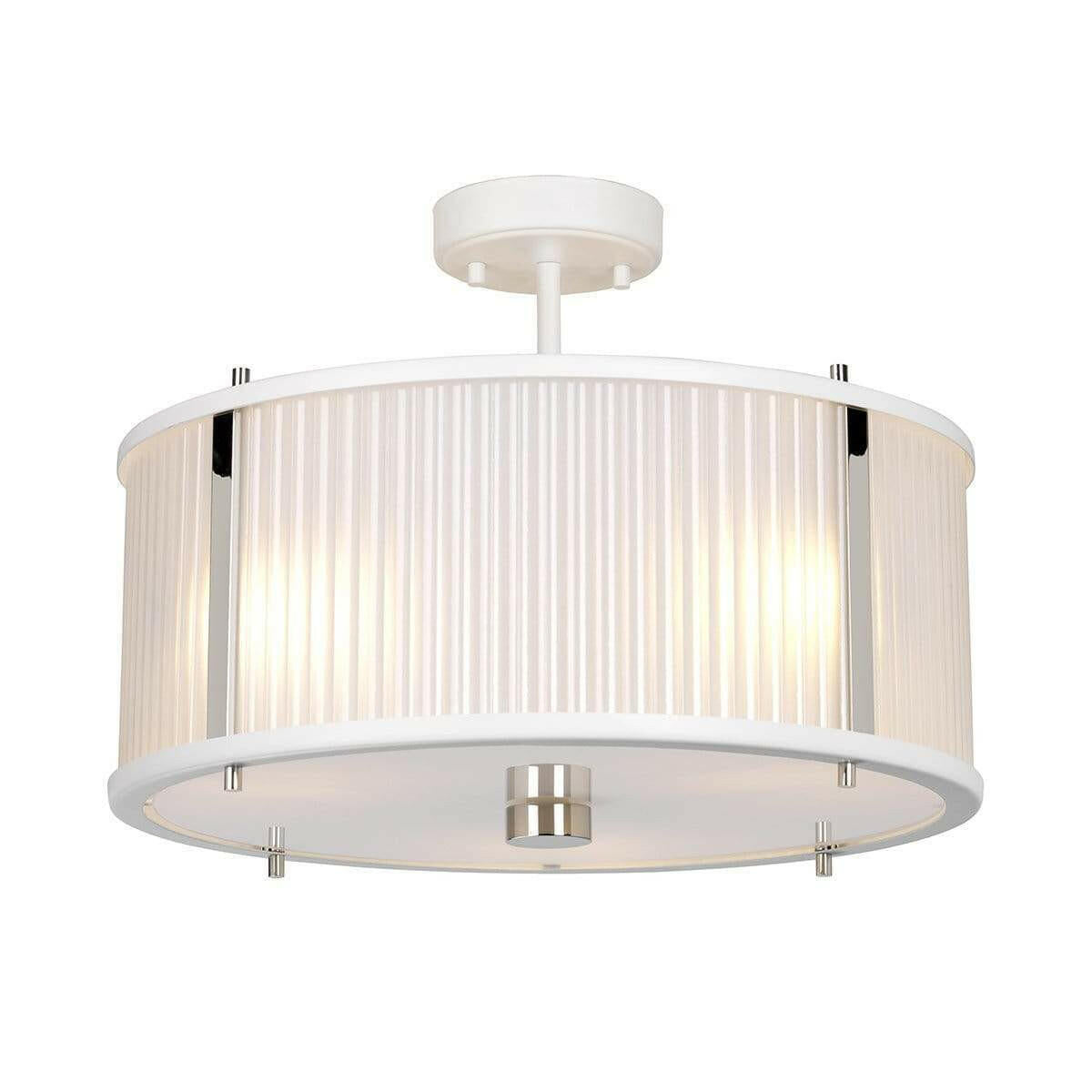Corona 3 Light Pendant - White Polished Nickel.