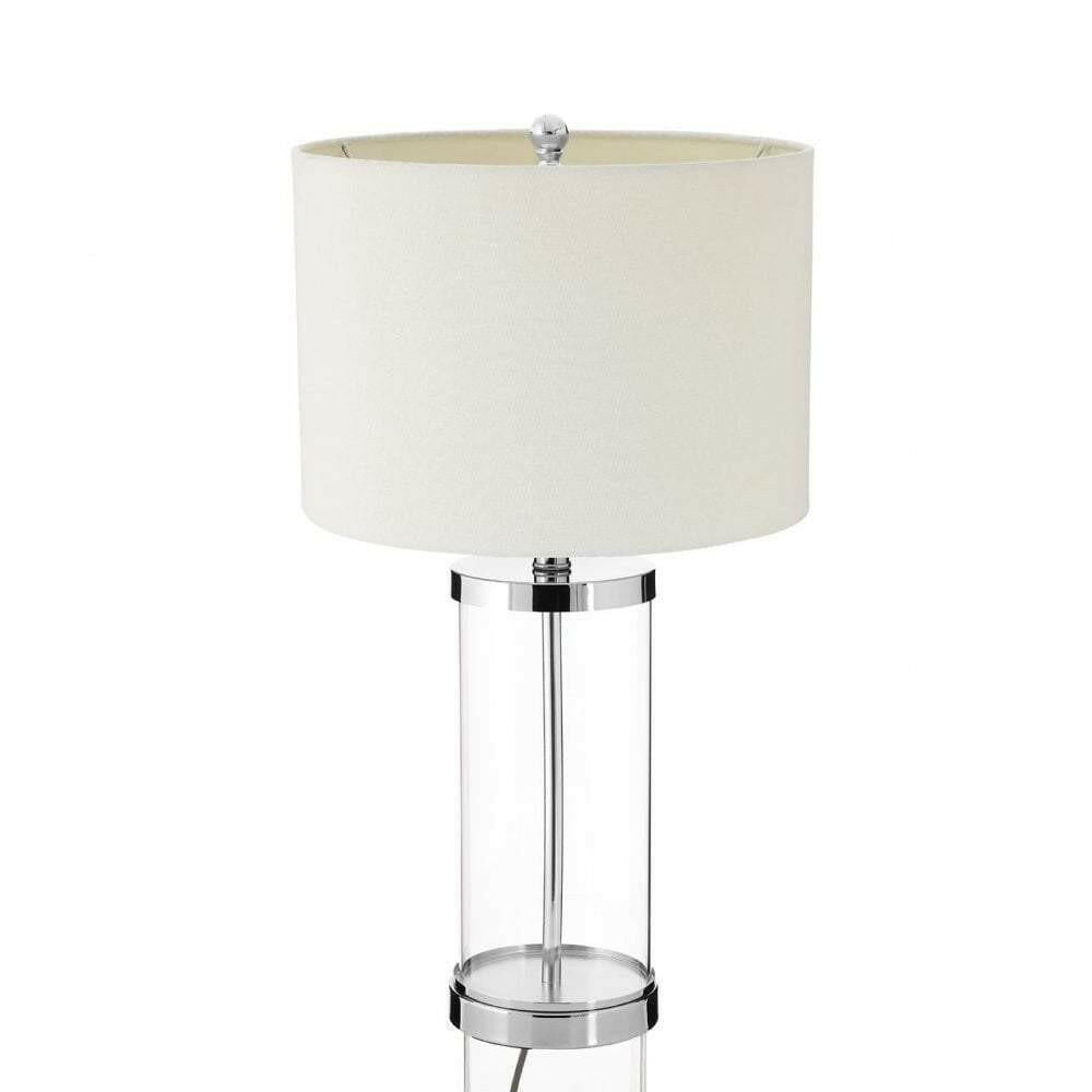 Ilija Glass Table Lamp with Cream Fabric Shade.